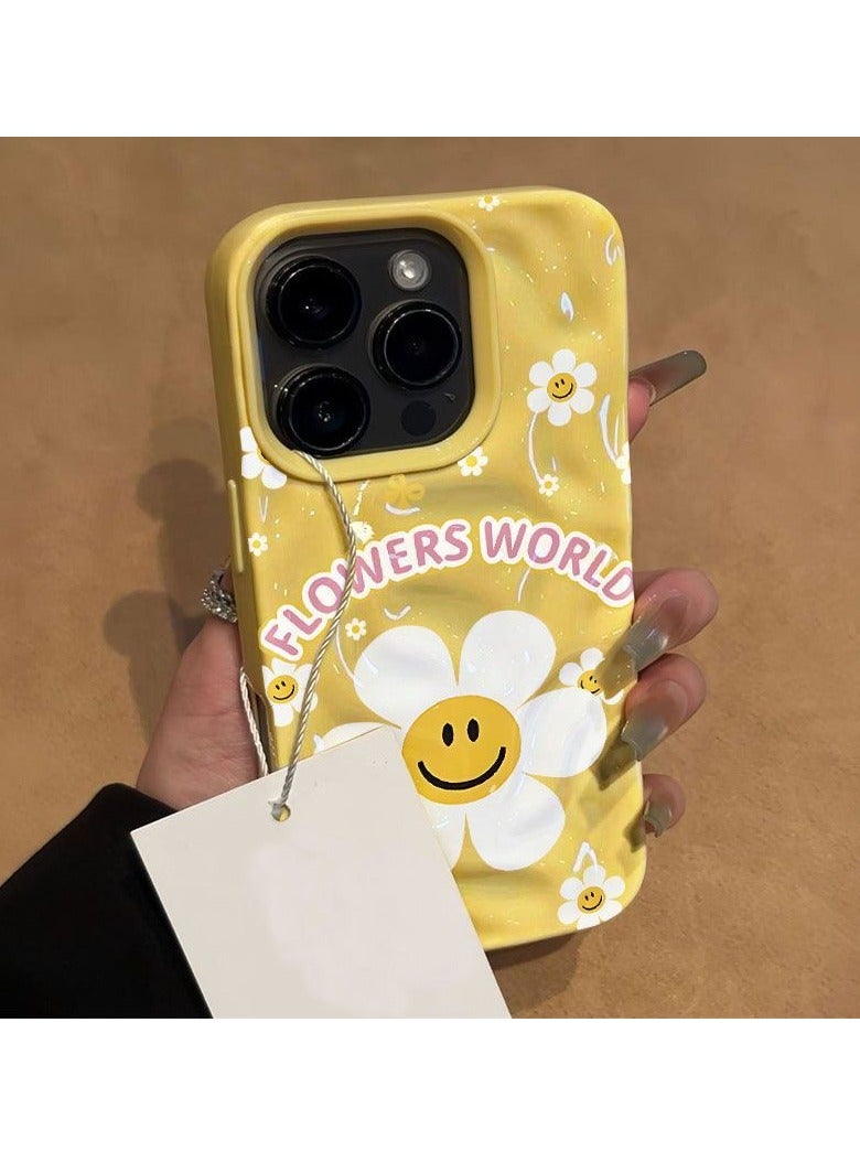 NIBEMINENT Daisy Smiles Protective TPU Case Cover For iPhone 15 Pro, Yellow