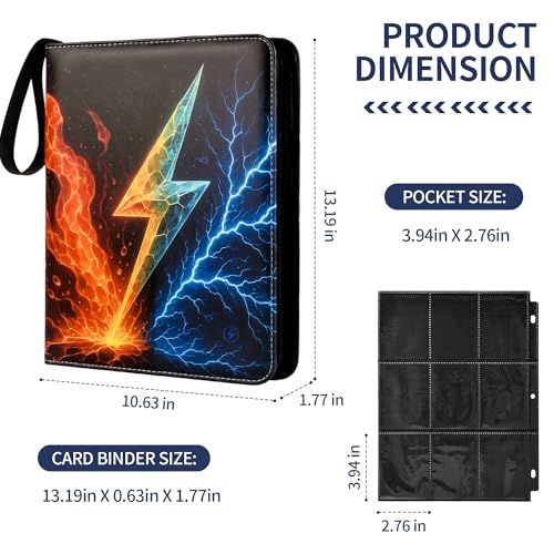 MERATIA Trading Card Binder 9 Pocket,900 Pockets Collectible Trading Card Album, Sports Card Binder for Standard Cards, Side Loading Card Folder for MTG Sports Cards (Lightning Bolt, 9 Pockets) - Image 4