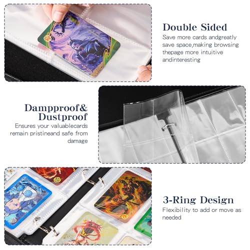 MERATIA Trading Card Binder 9 Pocket,900 Pockets Collectible Trading Card Album, Sports Card Binder for Standard Cards, Side Loading Card Folder for MTG Sports Cards (Lightning Bolt, 9 Pockets) - Image 5