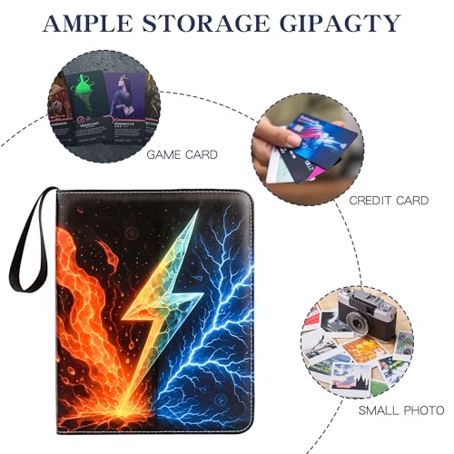 MERATIA Trading Card Binder 9 Pocket,900 Pockets Collectible Trading Card Album, Sports Card Binder for Standard Cards, Side Loading Card Folder for MTG Sports Cards (Lightning Bolt, 9 Pockets) - Image 3