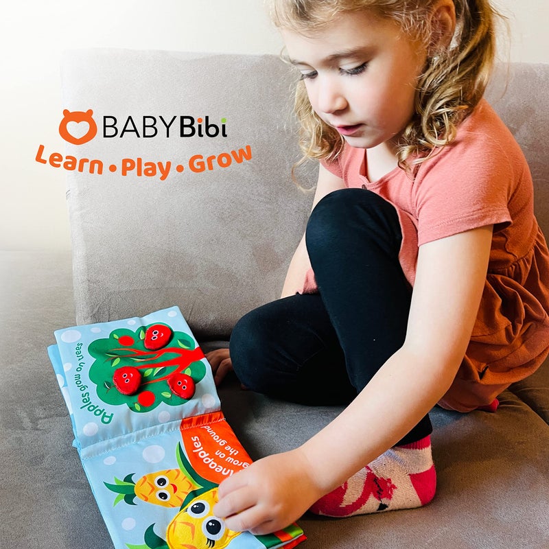 BabyBibi Soft Baby Book, Where Veggies & Fruits Come From''. Interactive Teething Infant Book, Touch & Feel, Crinkle Cloth Book for Babies 3 Months+ - Image 5