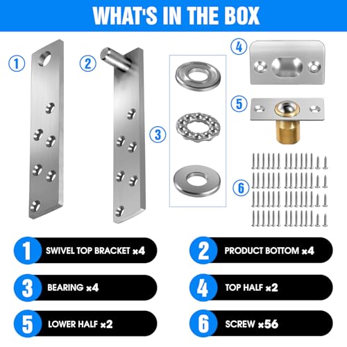 Dolenor Hidden Door Hinge Heavy Side Type 2PCS,Door Pivot Hinges for Woods, Hidden and Secret Bookcase, Murphy Bookshelf (2PCS Heavy Side Type) - Image 2