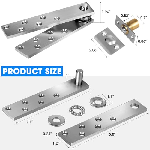 Dolenor Hidden Door Hinge Heavy Side Type 2PCS,Door Pivot Hinges for Woods, Hidden and Secret Bookcase, Murphy Bookshelf (2PCS Heavy Side Type) - Image 5