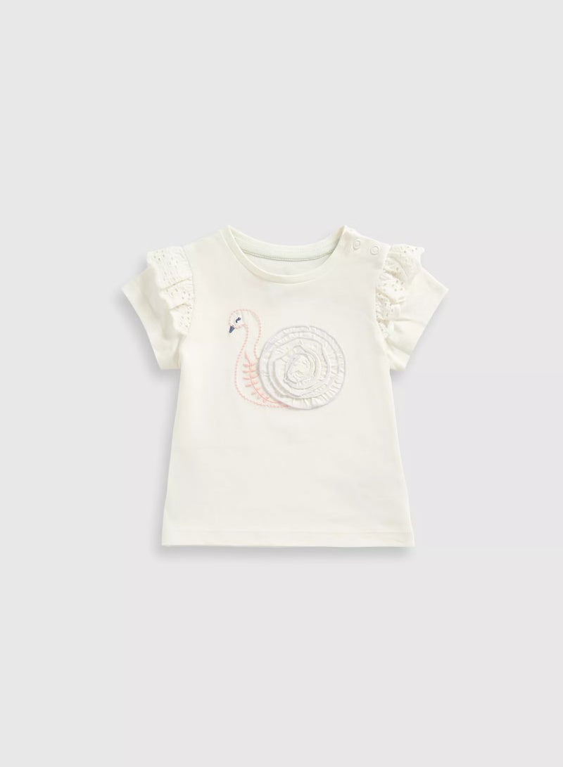 mothercare Cream Swan T-Shirt - Image 3
