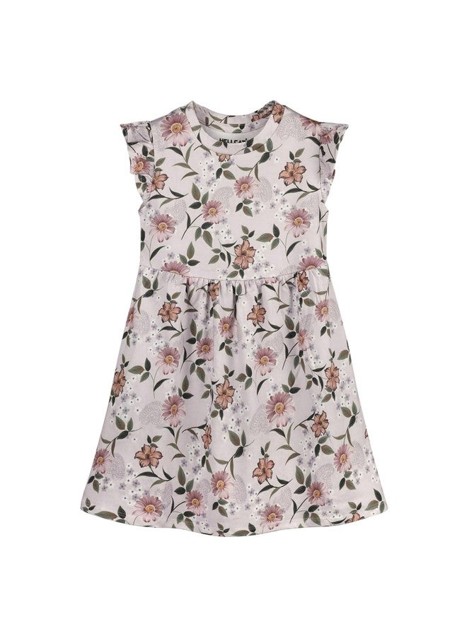 HELLCAT Printed Ruffle Sleeve Casual Dresses for Girls Lavender1 1-2 Years - Image 1