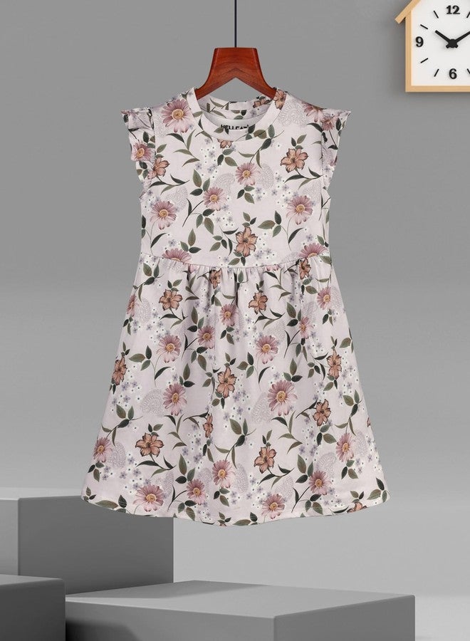 HELLCAT Printed Ruffle Sleeve Casual Dresses for Girls Lavender1 1-2 Years - Image 2