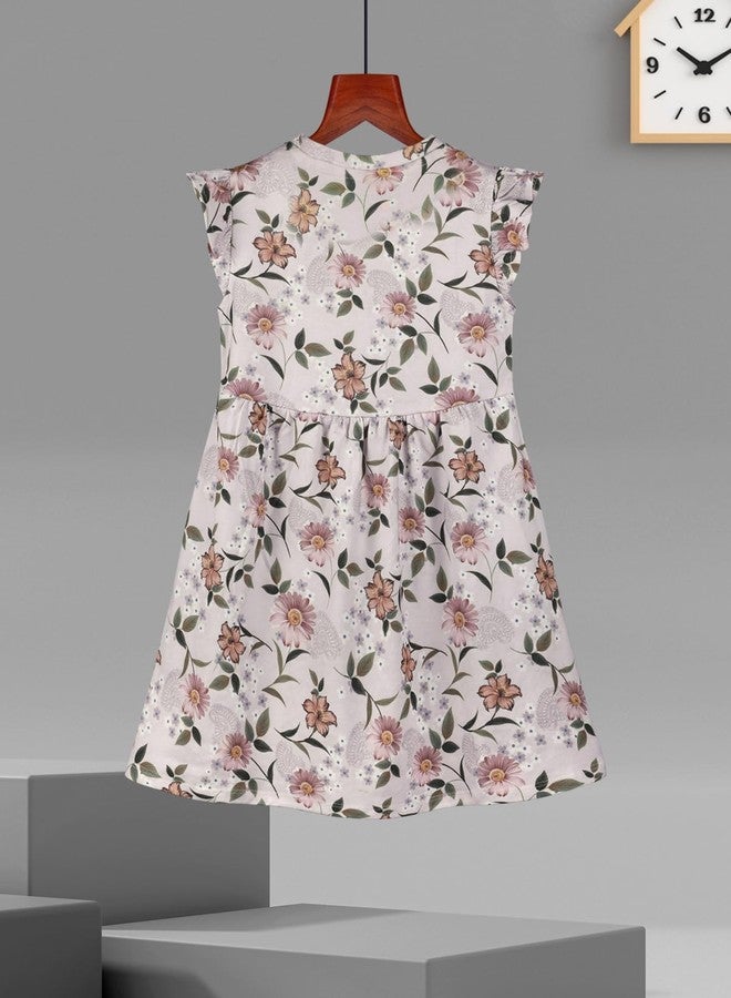 HELLCAT Printed Ruffle Sleeve Casual Dresses for Girls Lavender1 1-2 Years - Image 3