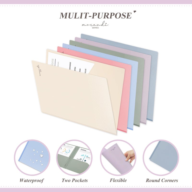 H4D Plastic 2 Pocket Folders with Prongs, Letter Size, Pastel Colors, 6 Pack - Image 4