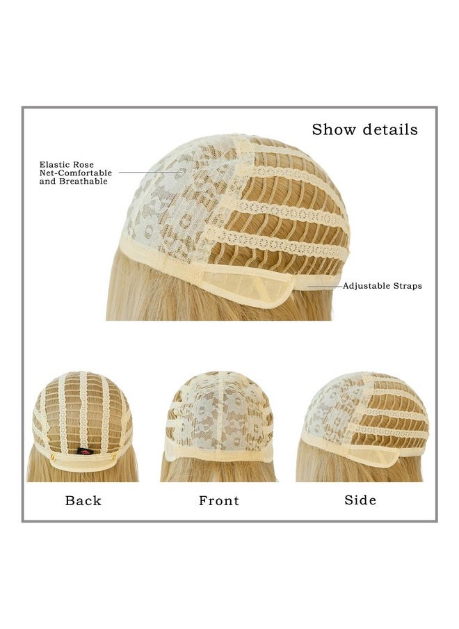 7JHH WIGS Blonde Wig With Bang For Women Long Straight Blonde Wig Synthetic Wig For Girl Emo Cosplay And Daily Use（23" Blonde  - Image 4