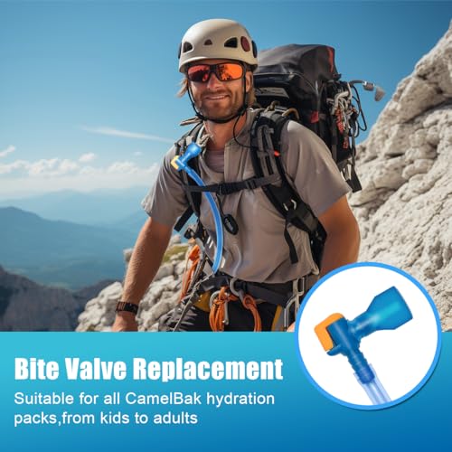 QINGLER Big Bite Valve Replacement Mouthpiece Water Hydration Bladder Valve Blue 4 Pack - Image 4