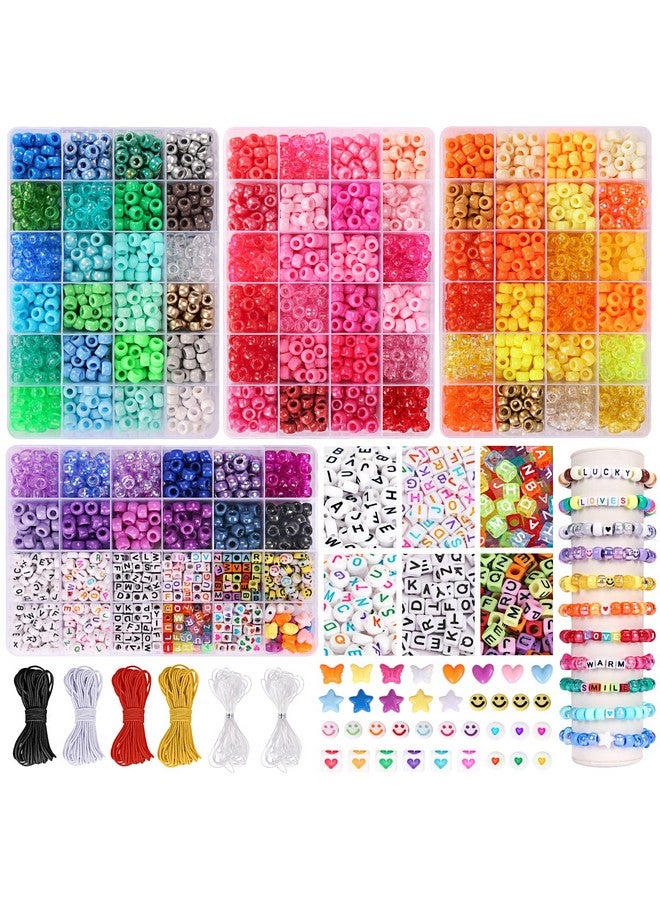 QUEFE 4900pcs Pony Beads Kandi Bracelet Kit, Friendship Bracelet Making Kit with 84 Colors Kandi Beads, Hair Beads and Letter Heart for Craft Gifts Bracelets Jewelry Making with Elastic Strings - Image 1