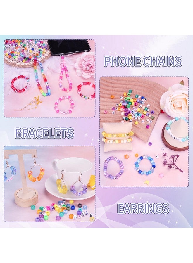 QUEFE 4900pcs Pony Beads Kandi Bracelet Kit, Friendship Bracelet Making Kit with 84 Colors Kandi Beads, Hair Beads and Letter Heart for Craft Gifts Bracelets Jewelry Making with Elastic Strings - Image 5