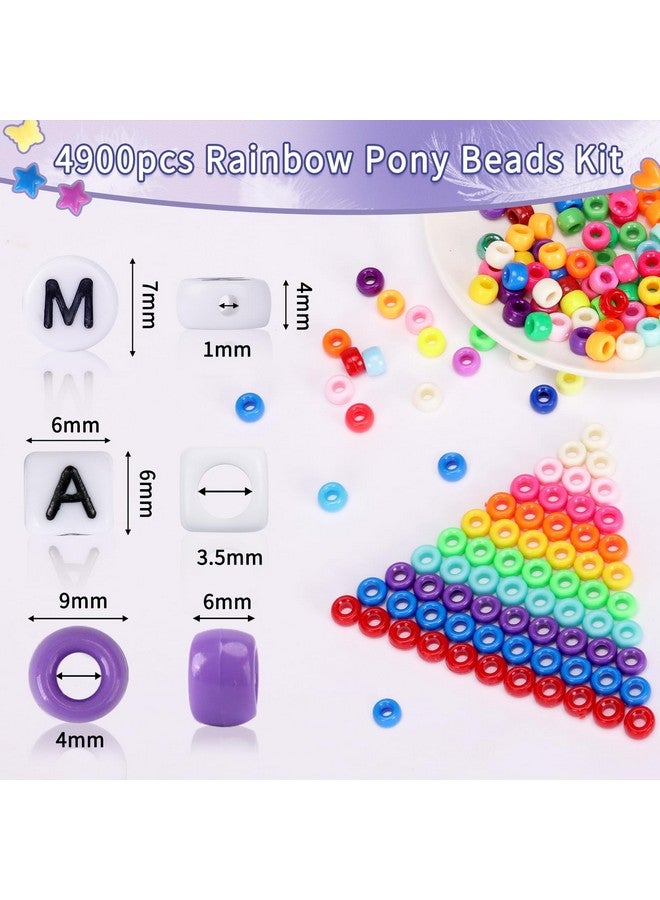 QUEFE 4900pcs Pony Beads Kandi Bracelet Kit, Friendship Bracelet Making Kit with 84 Colors Kandi Beads, Hair Beads and Letter Heart for Craft Gifts Bracelets Jewelry Making with Elastic Strings - Image 2