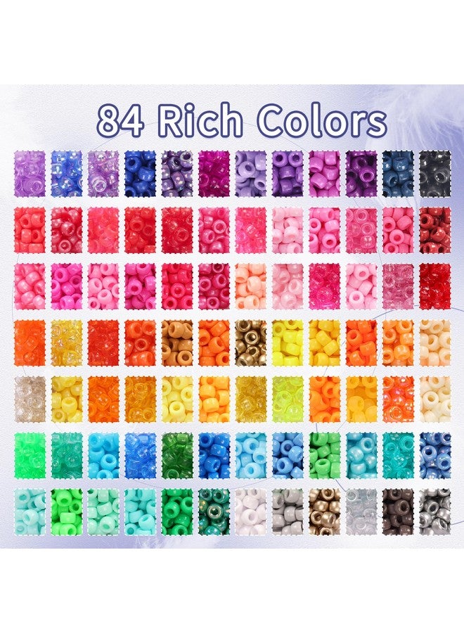 QUEFE 4900pcs Pony Beads Kandi Bracelet Kit, Friendship Bracelet Making Kit with 84 Colors Kandi Beads, Hair Beads and Letter Heart for Craft Gifts Bracelets Jewelry Making with Elastic Strings - Image 3