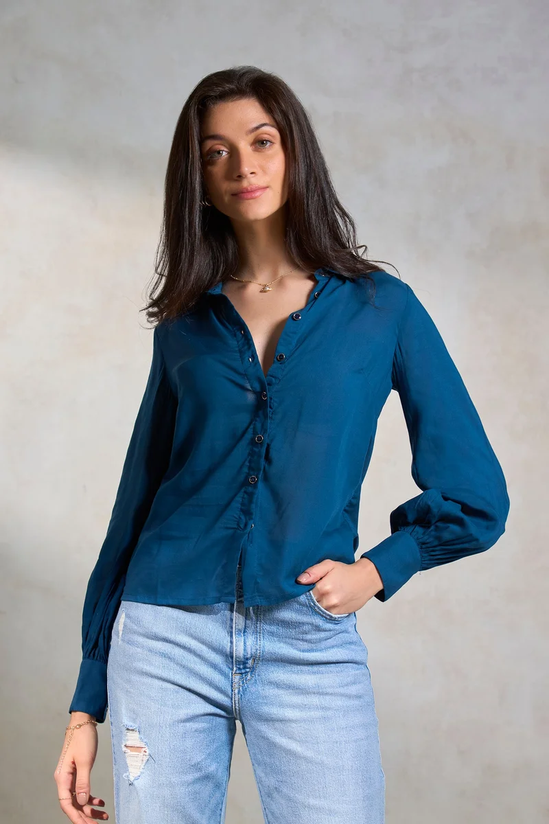 فيرجيو Viscose Button Workwear Down Shirts for Women