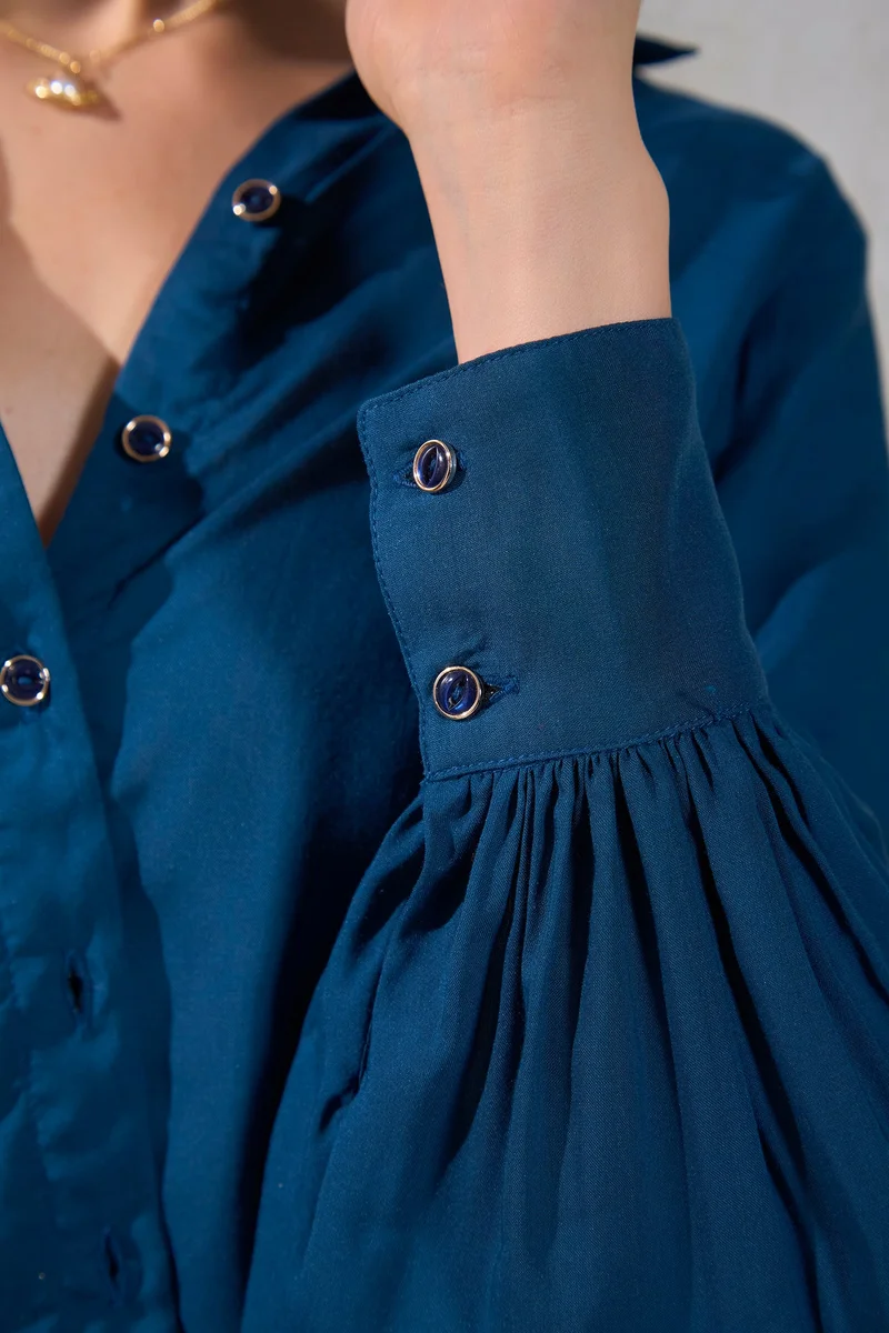 فيرجيو Viscose Button Workwear Down Shirts for Women