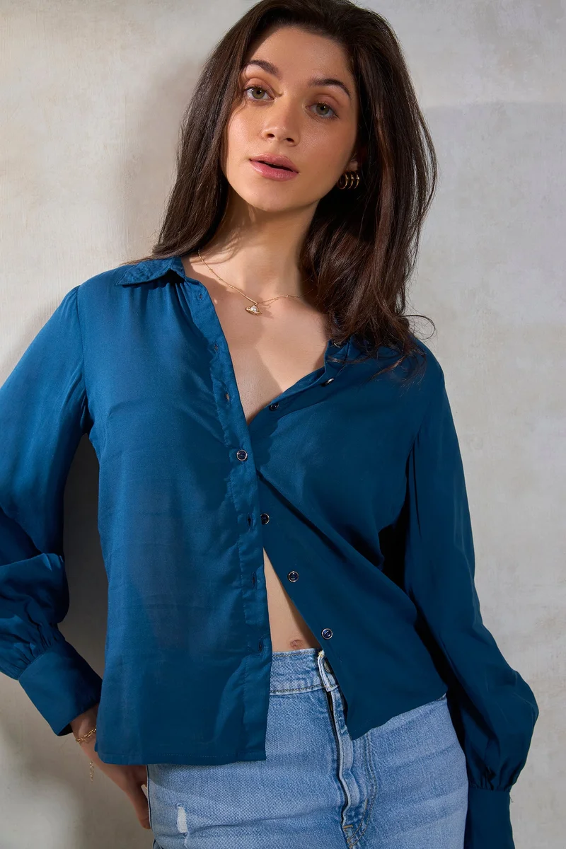 فيرجيو Viscose Button Workwear Down Shirts for Women