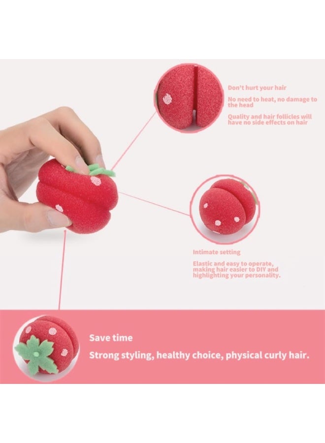 كيلا مجموعة بكرات الشعر، بكرات شعر إسفنجية من ، بكرات شعر مرنة، بكرات تجعيد شعر على شكل فراولة، بكرة شعر، بكرة شعر مناسبة للنوم بدون حرارة لجميع أنواع الشعر (مجموعة من 6 قطع) - Image 4