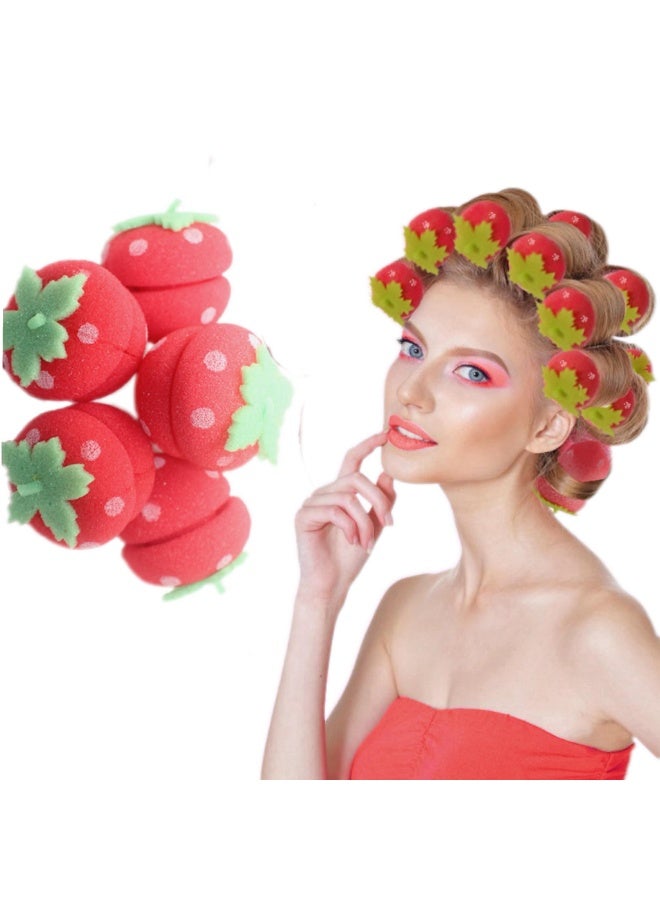 كيلا مجموعة بكرات الشعر، بكرات شعر إسفنجية من ، بكرات شعر مرنة، بكرات تجعيد شعر على شكل فراولة، بكرة شعر، بكرة شعر مناسبة للنوم بدون حرارة لجميع أنواع الشعر (مجموعة من 6 قطع) - Image 1