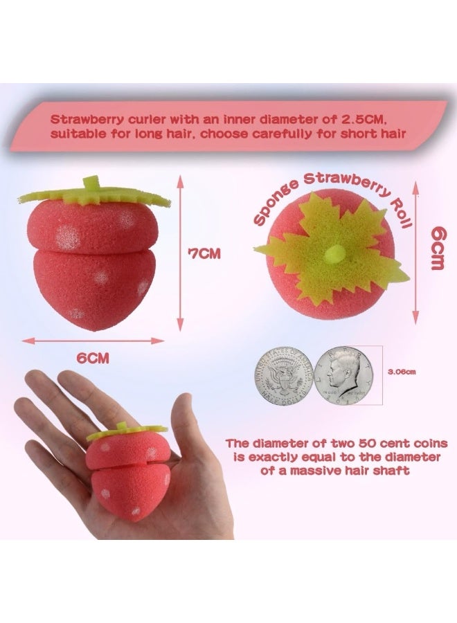 كيلا مجموعة بكرات الشعر، بكرات شعر إسفنجية من ، بكرات شعر مرنة، بكرات تجعيد شعر على شكل فراولة، بكرة شعر، بكرة شعر مناسبة للنوم بدون حرارة لجميع أنواع الشعر (مجموعة من 6 قطع) - Image 2