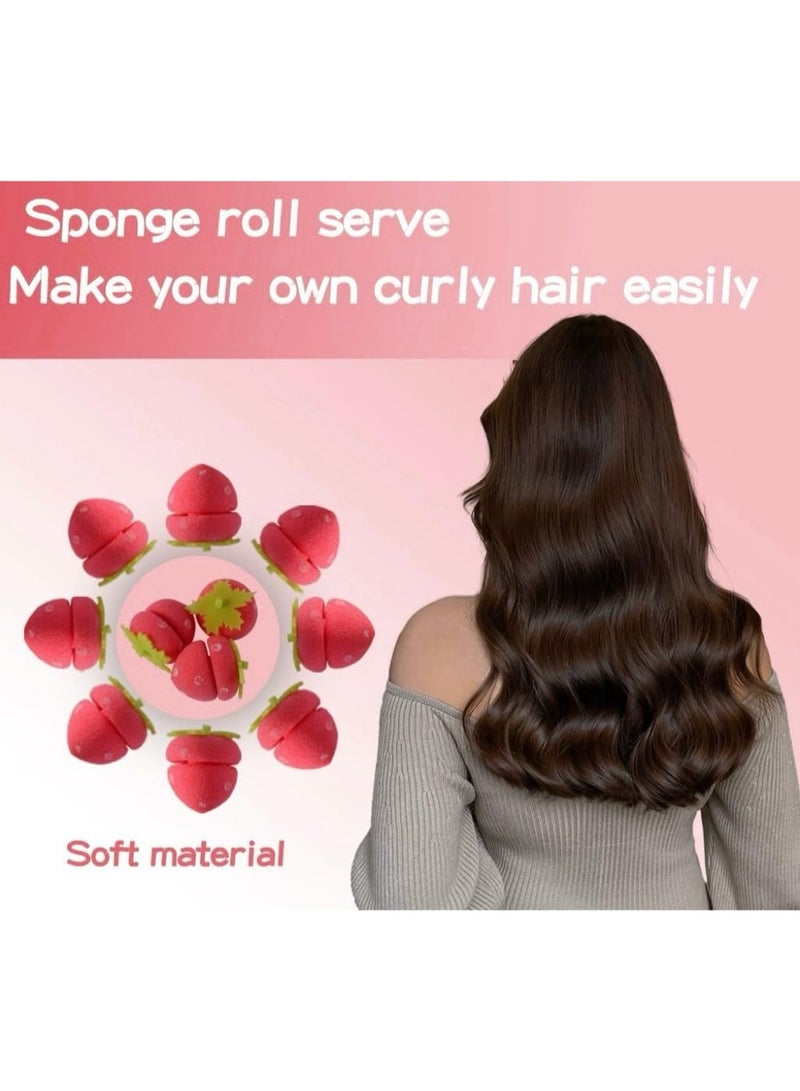 كيلا مجموعة بكرات الشعر، بكرات شعر إسفنجية من ، بكرات شعر مرنة، بكرات تجعيد شعر على شكل فراولة، بكرة شعر، بكرة شعر مناسبة للنوم بدون حرارة لجميع أنواع الشعر (مجموعة من 6 قطع) - Image 3