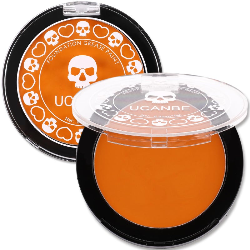 UCANBE Orange Face Body Paint Makeup Foundation, Professional Blendable Cream Greasepaint, Face Painting Kit for Adults Children Halloween Party, SFX Scary Pumpkin Face Makeup, Costume & Cosplay - Image 1