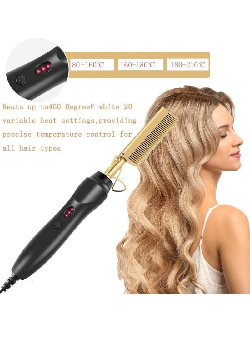 2 in 1 Hot Comb Straightener Electric Hair Straightener Hair Curler Wet Dry Use Hair Flat Irons Hot Heating Comb For Hair - Image 1
