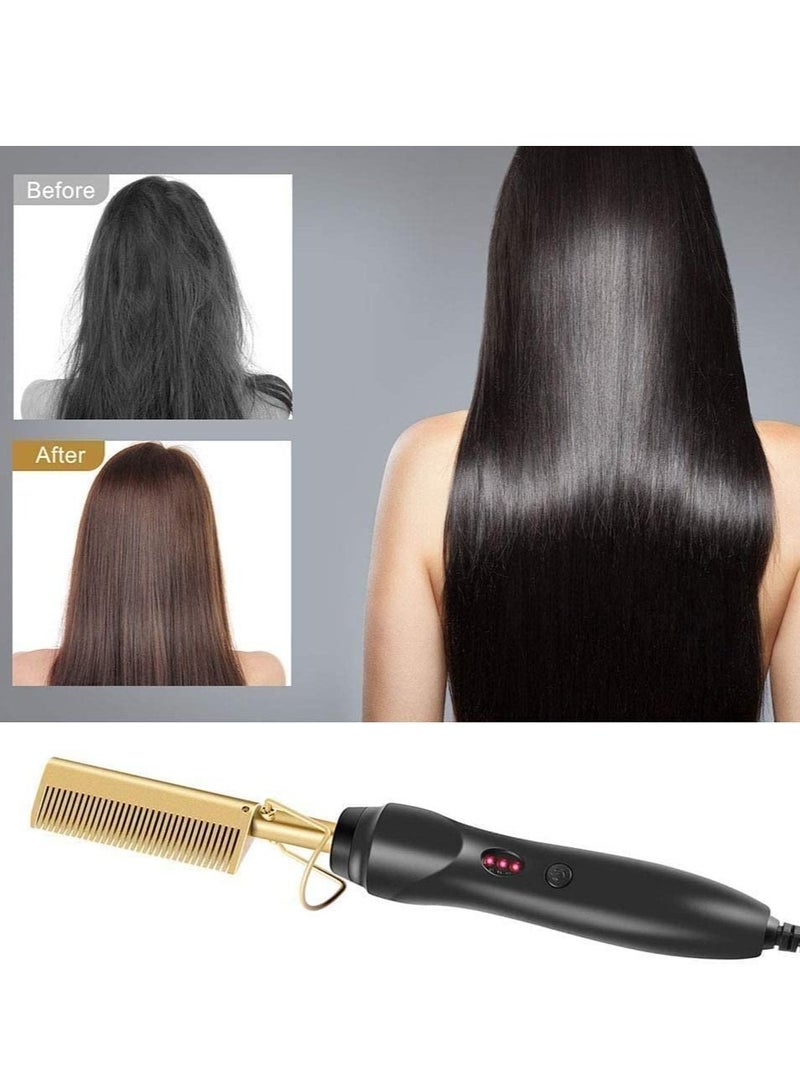 2 in 1 Hot Comb Straightener Electric Hair Straightener Hair Curler Wet Dry Use Hair Flat Irons Hot Heating Comb For Hair - Image 2