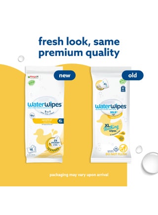 WaterWipes Sensitive+ Bathing Wipes, 16 Count (1 Pack), 3-In-1 Cleans, Cares, Protects, 99.9% Water, Unscented & Hypoallergenic - view 3