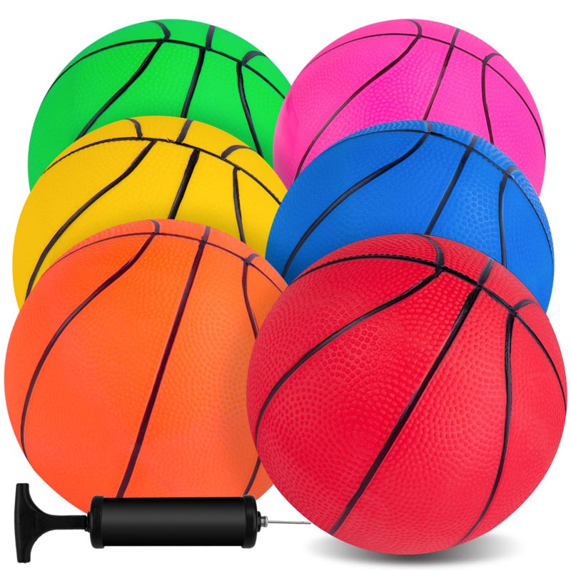 3 otters Mini Basketballs 6 Pack 75 Inch Basketball Set with Pump Durable PVC Basketballs for Mini Basketball Hoop for Toddlers Kids Teenagers for Pool Indoors Outdoors Party Favors - Image 1