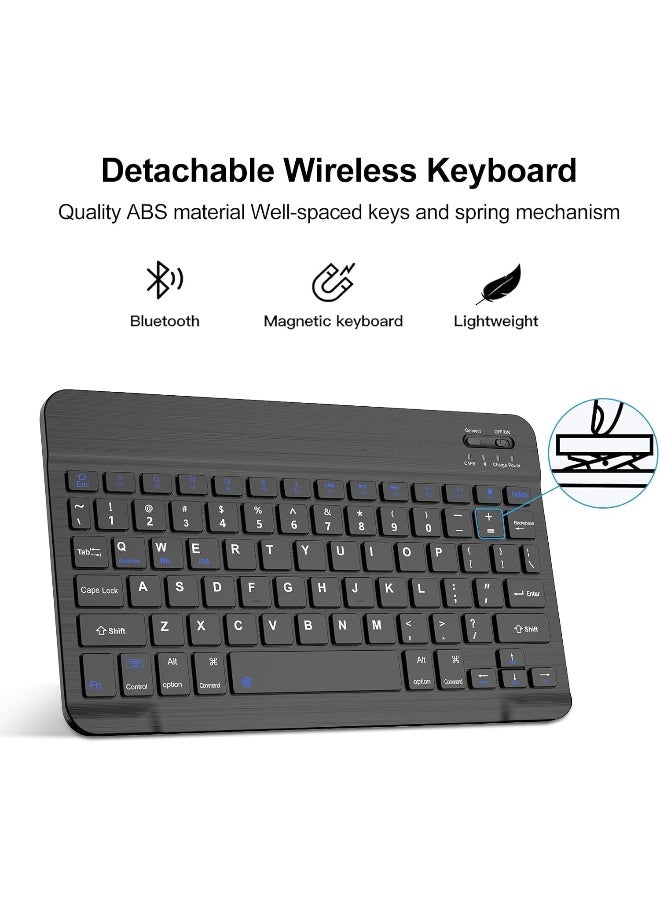 BORIYUAN Renewed - BORIYUAN Keyboard Case for Samsung Galaxy Tab S9 FE 5G 10.9 Inch/Galaxy Tab S9 11 Inch 2023 - Detachable Wireless Bluetooth Keyboard Slim Folio Smart Cover with S Pen Holder (Black) - Image 4