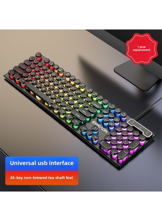Forerunner GX30 Keyboard Mechanical Feel Wired RGB Punk Gaming Office Computer Peripherals Cross-border-Colour:●●■Black Rainbow Light 【punk Version】■●●