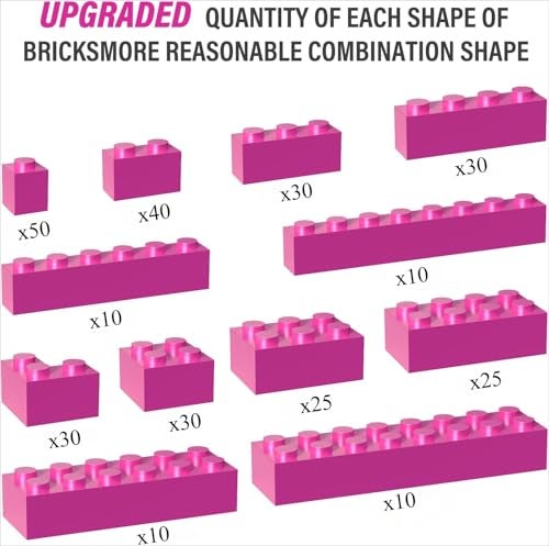 YUJHITP 300 Piece Pink Bricks Bulk Assortment Pack Pink Brick Accessories for Building with 12 Size Compatible with Lego Parts and PiecesColor Pink - Image 5