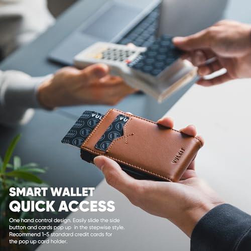 VULKIT Minimalist Wallet with Money Band RFID Wallet for Mens Pop Up Wallet Leather Wallet with ID Window & Elastic Band Closure - Image 2