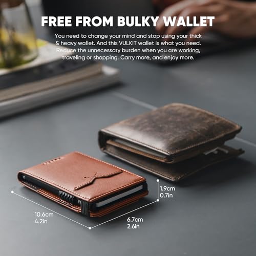 VULKIT Minimalist Wallet with Money Band RFID Wallet for Mens Pop Up Wallet Leather Wallet with ID Window & Elastic Band Closure - Image 4
