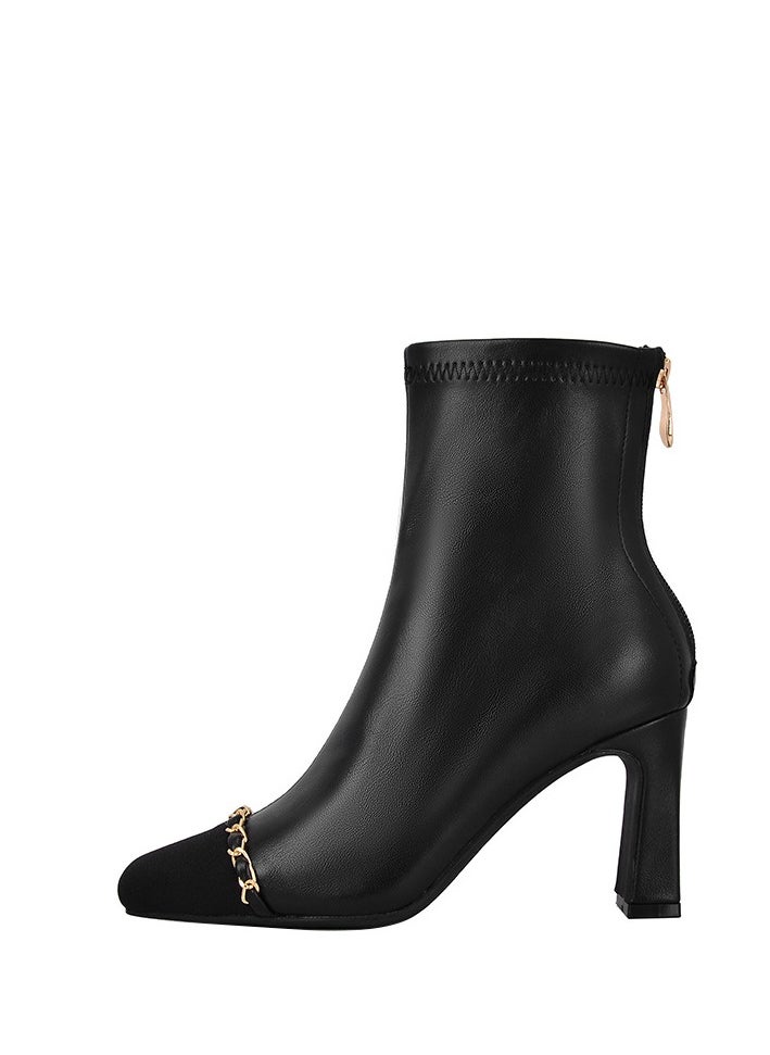 Loquat Xiaoxiangfeng Chain High-Heeled Martin Boots  - Image 2