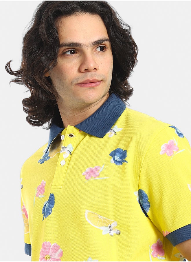 Red Circle Self Pattern Regular Fit Polo Shirt  - Image 4