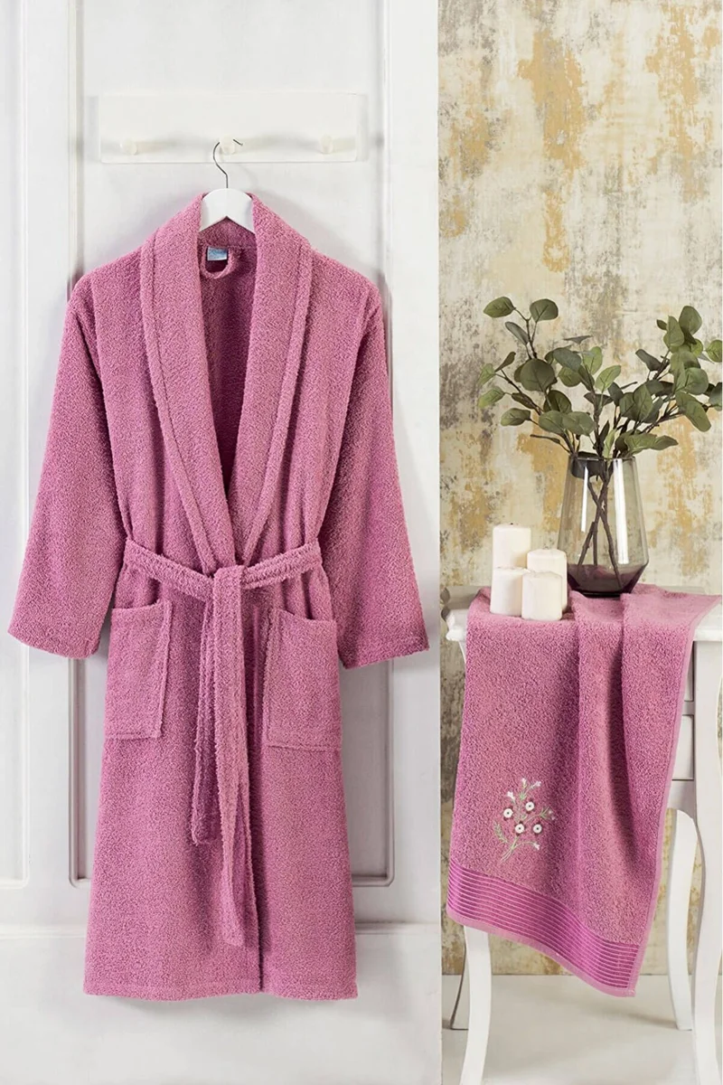مبرا هوم Women's Plum Bathrobe Set Cotton Shawl