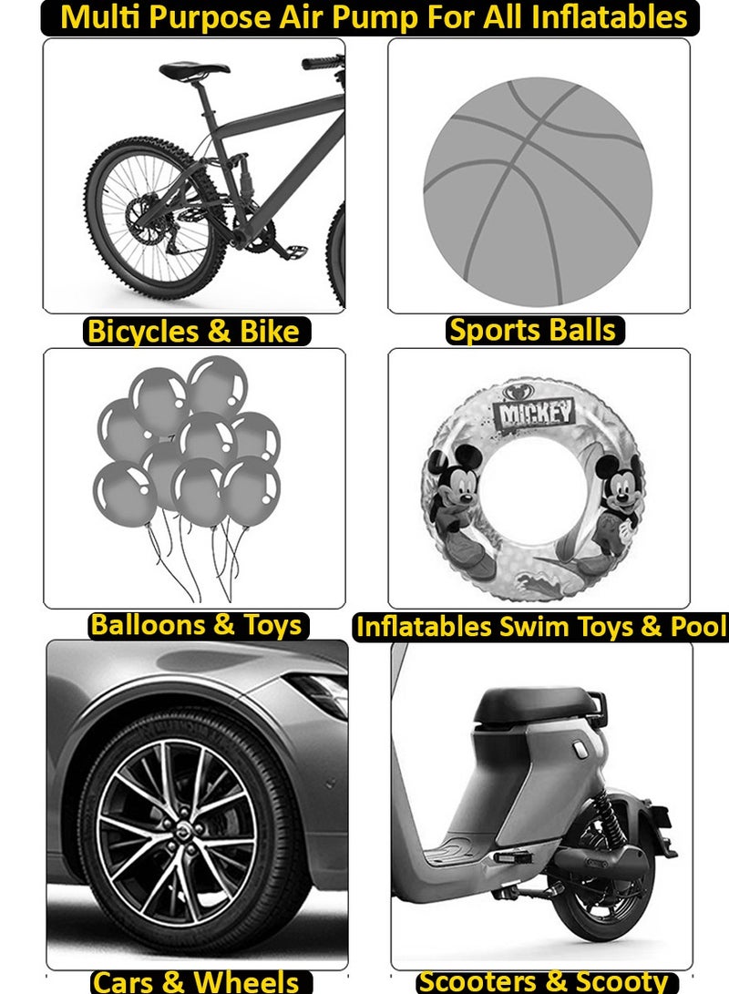 BAIMEI Bicycle Air Pump - 160psi High Pressure Air Inflating Manual Air Pump With Pressure Gauge and Multifunction Valves - Multi-Use Air Pump Basketball Football, Bikes, Cycles, Cars, Toys, Swim Inflatables  - Image 2