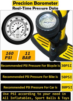BAIMEI Bicycle Air Pump - 160psi High Pressure Air Inflating Manual Air Pump With Pressure Gauge and Multifunction Valves - Multi-Use Air Pump Basketball Football, Bikes, Cycles, Cars, Toys, Swim Inflatables  - Image 4