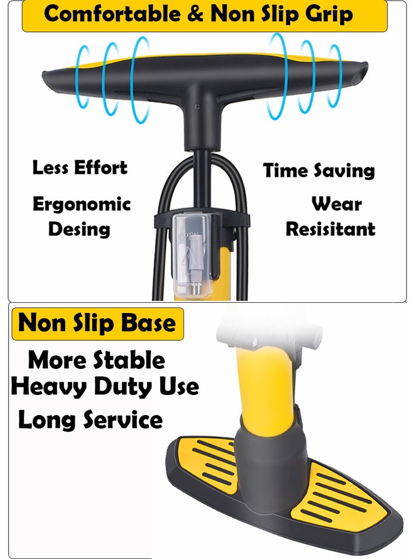 BAIMEI Bicycle Air Pump - 160psi High Pressure Air Inflating Manual Air Pump With Pressure Gauge and Multifunction Valves - Multi-Use Air Pump Basketball Football, Bikes, Cycles, Cars, Toys, Swim Inflatables  - Image 5