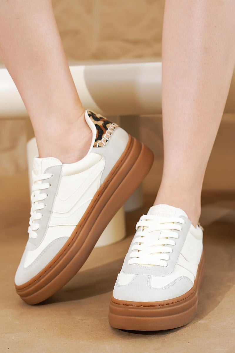 Project Cloud Platform Sneakers for Women Footwear - Memory Foam Insole Womens Shoes, Lightweight and Non-Slip Sole Lace Up Fashion Sneakers for Women 2026 (Volley, Whit, 6) White - Image 2