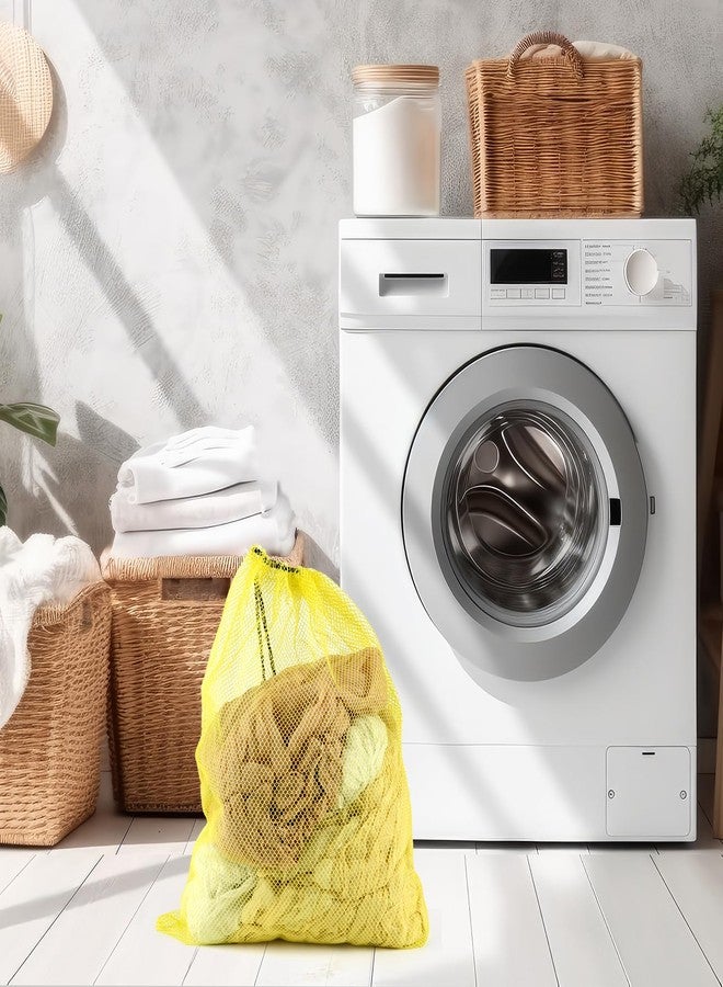 PLULON 6 Pcs Mesh Bag Drawstring Mesh Laundry Bags, 18 x 12 Inch Nylon Drawstring Bag for Pool Beach Ball Toys Storage Bag for Collecting Travel Sports Gym (Multicolor) - Image 4