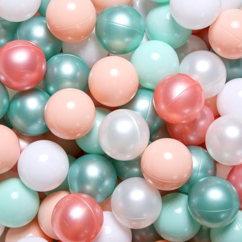 GOGOSO Ball Pit Balls for Toddlers PhthalateFree BPAFree NonToxic Crush Proof Soft Plastic Play Balls Baby Kids Shape Tent Pool Playhouse Playpen Party DecorPink Green White100PCS - Image 1