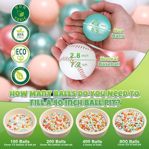 GOGOSO Ball Pit Balls for Toddlers PhthalateFree BPAFree NonToxic Crush Proof Soft Plastic Play Balls Baby Kids Shape Tent Pool Playhouse Playpen Party DecorPink Green White100PCS - Image 5
