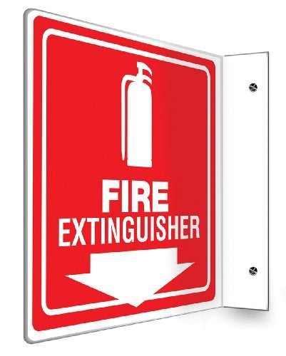 Accuform Fire Extinguisher 90D Projection Sign, 8"x8" High-Impact Plastic with Pre-Drilled Mounting Holes, Made in USA, PSP729 - Image 4