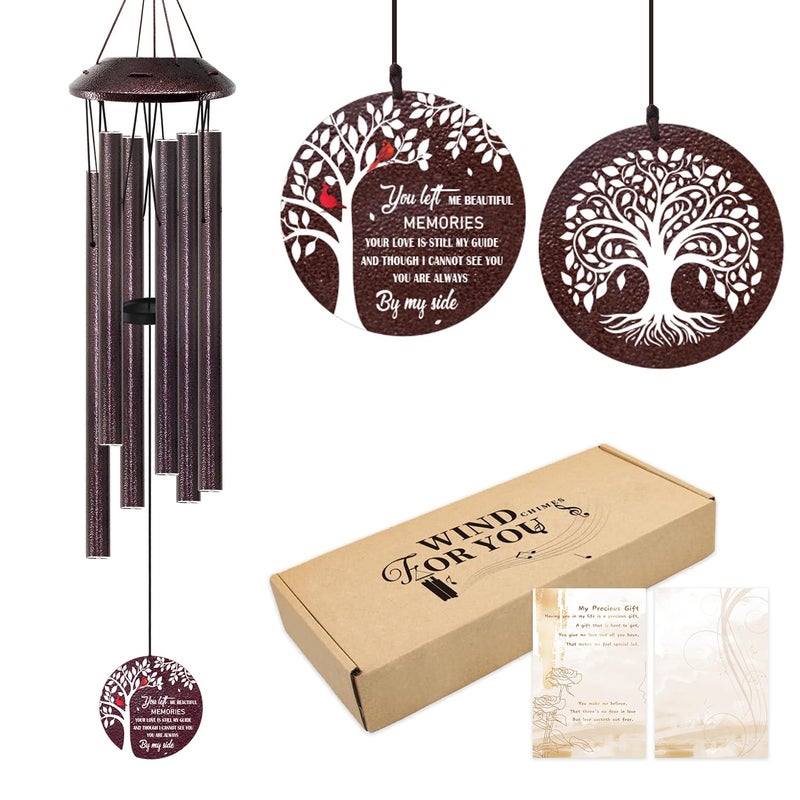 Howarmer Memorial Gifts for Loss of Mom/Dad - 32" Cardinal Sympathy Wind Chimes with Tree of Life - Bereavement Remembrance Condolence Gifts for Loss of Loved One -Memorial Chimes for Outside Garden - Image 1
