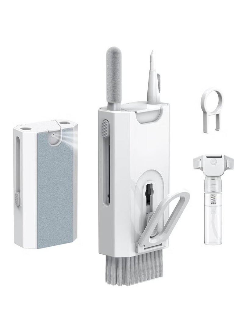 مجموعة تنظيف لوحة المفاتيح 8 في 1، منظف شاشة الكمبيوتر المحمول، أدوات تنظيف متعددة الوظائف مع فرشاة لوحة مفاتيح ناعمة وغطاء مفاتيح لأجهزة Airpods Pro Earbuds PC والكمبيوتر المحمول وسماعات الرأس والكمبيوتر (أبيض) - Image 1