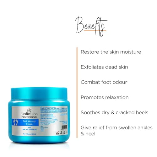 Vedic Line Foot Massage Cream, Improve Skin Tonicity & Keep Odor Away With Bees Wax And Neem Oil For Nourishing Feet, 400Ml - Image 2