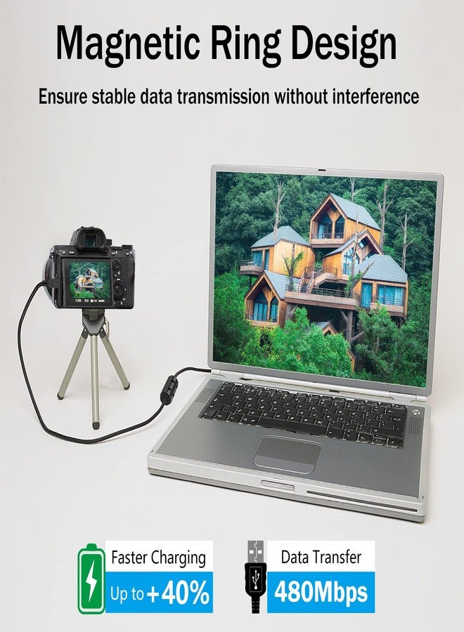 Haoyou هايو (عبوة 2) كابل نقل بيانات USB صغير بديل من كانون (مع حلقة مغناطيسية مضادة للتداخل) متوافق مع كاميرات كانون باور شوت / EOS / Rebel T7 / DSLR / ELPH وكاميرات Vixia - Image 4